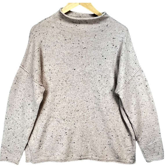 Madewell Women's Donegal Whitworth Mockneck Sweater Speckled Knit Beige Large - Picture 1 of 4